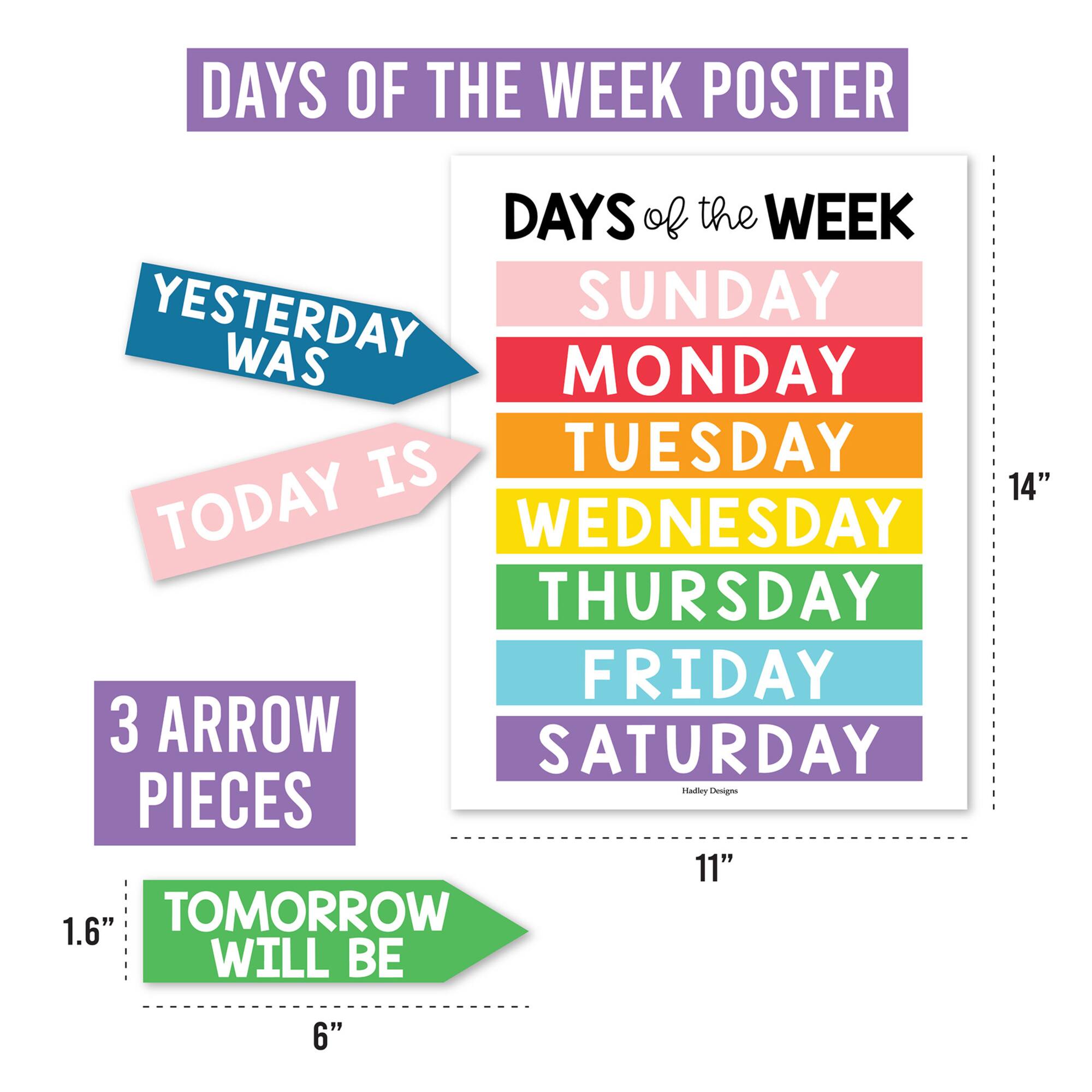 Hadley Designs Rainbow Circle Time Bulletin Board Calendar for Classroom Wall Set